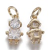 Brass Micro Pave Clear Cubic Zirconia Pendants ZIRC-Z003-15G-2