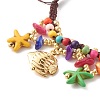 Ocean Animal Theme Braided Bead Bracelet X-BJEW-JB07285-4