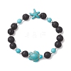 Synthetic Turquoise and Natural Lava Rock Beads Stretch Bracelets for Men Women BJEW-JB11824-01-2