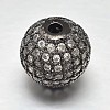 Round Brass Micro Pave Cubic Zirconia Beads ZIRC-N016-01B-12mm-1