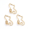 Brass Micro Pave Clear Cubic Zirconia Screw Carabiner Lock Charms X-ZIRC-I041-06G-1