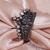 Crown Skull Zinc Alloy Open Cuff Rings for Women PW-WGB7021-01-4