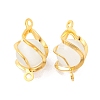 Brass Wrapped Cat Eye Glass Connector Charms KK-U024-11G-1