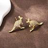 Brass Micro Pave Clear Cubic Zirconia Kangaroo Stud Earrings EJEW-F400-05G-3