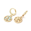 Tree with Evil Eye Real 18K Gold Plated Brass Dangle Leverback Earrings EJEW-Q797-19G-02-2