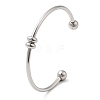 Non-Tarnish Screw End Ball 304 Stainless Steel Open Cuff Bangles LS-BJEW-G677-01P-3