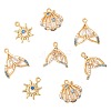 8Pcs 4 Styles Brass Micro Pave Cubic Zirconia Pendants KK-FS0001-96-2