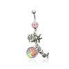 316L Surgical Stainless Steel Mermaid Starfish Dangle Belly Rings WG35D2C-16-2