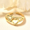 Rack Plating Brass Micro Pave Cubic Zirconia Cuff Finger Rings for Women RJEW-C117-01C-G-2