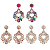 ANATTASOUL 3 Pairs 3 Colors Rhinestone Twist Oval Dangle Stud Earrings EJEW-AN0001-04-1