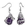 Natural Amethyst Dragon Dangle Earrings EJEW-A092-06P-01-2