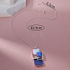 Multi Square Brass Blue Enamel Pendant Necklaces for Women FS-WG21173-01-3