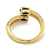 Oval Rack Plating Brass Micro Pave Cubic Zirconia Cuff Rings for Women RJEW-F162-06G-01-3
