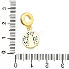 Brass Micro Pave Clear & Blue Cubic Zirconia Flat Round with Rocket European Dangle Charms KK-C087-17G-3