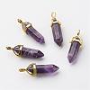 Natural Amethyst Pointed Pendants G-G902-A04-2
