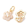 Brass Micro Pave Clear Cubic Zirconia with Enamel Charms CU-K002-53G-B-2
