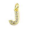 Letter Brass Micro Pave Clear Cubic Zirconia Pendants KK-K354-06G-J-1