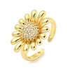 Sunflower Clear Cubic Zirconia Open Cuff Ring RJEW-L121-011G-1