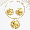 Iron & Aolly Sun Stud Earrings & Pendant Choker Necklaces Sets WG453E0-01-3