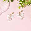 Glass Seed Bead and Shell Pearl Bead Dangle Earrings EJEW-MZ00766-02-1