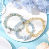 3Pcs 3 Styles Natural Citrine & Flower Amazonite & Aquamarine Aventurine Chips Stretch Bracelets Sets BJEW-JB11076-05-2