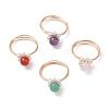 Round Natural Rose Quartz & Green Aventurine & Amethyst & Carnelian & Shell Pearl Finger Rings RJEW-TA00180-2