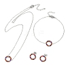 Ring 304 Stainless Steel Colorful Rhinestone Pendant Necklaces & Bracelets & Stud Earrings Sets for Women SJEW-C004-09P-02-1