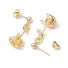 Flower Brass Dangle Earrings EJEW-TA00495-4