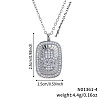 Fashionable Brass Crystal Rhinestone Rectangle Hamsa Hand Pendant Necklaces GR7857-2-2