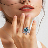 1Pc Oval Bohemian Synthetic Turquoise Finger Rings RJEW-LP0005-05-3