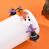 Halloween Handmade Lampwork Ghost Pumpkin Bat Braided Bead Bracelets BJEW-TA00771-2