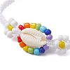 Cowrie Shell & Glass Seed Braided Bead Bracelets BJEW-JB11081-4