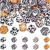 50Pcs 5 Styles Colorful Pattern Printed Silicone Focal Beads SIL-SP0001-24-1