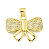 Bowknot Rack Plating Brass Clear Cubic Zirconia Pendants KK-Z053-14G-02-1