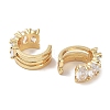 Oval Brass Cubic Zirconia Cuff Earrings for Women EJEW-E310-13G-2