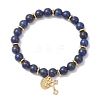 3Pcs Natural Lapis Lazuli & Eyeless Obsidian & Non-Magnetic Synthetic Hematite  Beaded Stretch Bracelets BJEW-JB12895-3