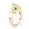 Yellow Green Cubic Zirconia Leopard Open Cuff Ring KK-E005-13G-1