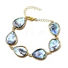 Natural Abalone Shell/Paua Shell Teardrop Link Chain Bracelets for Women BJEW-F512-01G-4