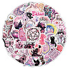 50Pcs Divination Theme Waterproof PVC Pink Witch Sticker Labels PW-WG78730-01-2