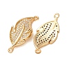 Brass Micro Pave Clear Cubic Zirconia Connector Charms CU-CBA4579-13G-3