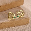 Brass Micro Pave Green Cubic Zirconia Stud Earrings for Women EJEW-K271-05G-1