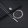 Alloy Cuboid Pendant Necklaces & Curb Chain Bracelets & Rings Sets FS-WG20982-02-1