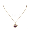 Natural Amethyst Copper Wire Wrapped Planet Pendant Brass Cable Chain Necklaces for Women NJEW-TA00260-02-2