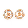 Brass Micro Pave Clear Cubic Zirconia Stud Earring Findings KK-S360-091-NF-3