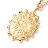 Ion Plating(IP) 304 Stainless Steel Oval with Evil Eye Pendant Necklace for Women NJEW-E014-08G-1