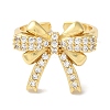 Bowknot Brass Micro Pave Clear Cubic Zirconia Open Cuff Rings for Women LS-RJEW-C098-10G-2