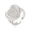 Brass Micro Pave Cubic Zirconia Cuff Open Rings for Women CU-CBA760A-13B-P-4
