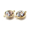Brass Pave Natural Paua Shell Connector Charms KK-E794-01G-04-2