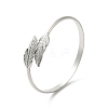 Non-Tarnish 304 Stainless Steel Leaf Cuff Bangles BJEW-A003-03P-1