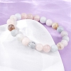 Natural Morganite Round Beaded Stretch Bracelets for Men Women BJEW-G743-01H-01-3
